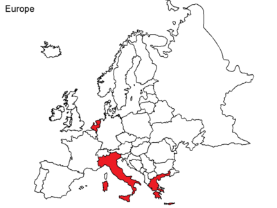 Evropa danes - z Italijo, Grčijo in Nizozemsko.
