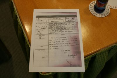 Kopija diplomatskega dokumenta, ki dokazuje Churchilovo izjavo