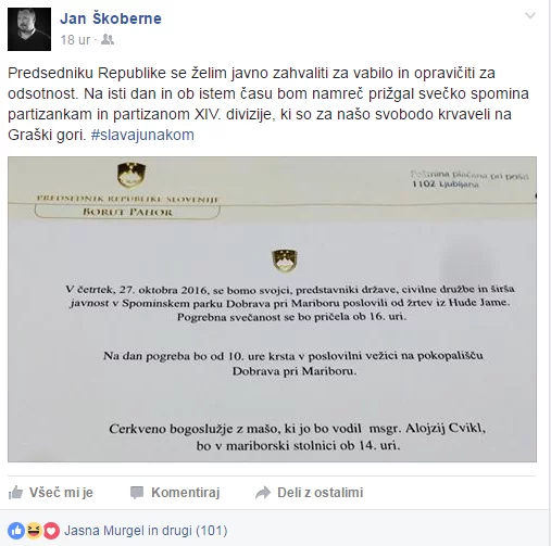 Nedostojno norčevanje poslanca stranke SD Škoberneta iz žrtev povojnih pobojev 1