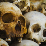 Human Skulls at the Killing Fields in Phnom Penh, Cambodia