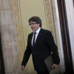 Catalan President Carles Puigdemont at the regional Parliament