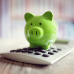 Piggy bank with calculator
