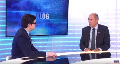 Voditelj oddaje Dialog Aleksander Rant in Janez Janša (Foto: Nova24tv)