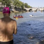 Paris Mayor Anne Hidalgo swims in the Seine river ahead Paris 2024 Olympic Games