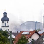 Controlled demolition of nuclear power station in Philippsburg, Germany