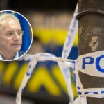 Ljubljana.Policijski trak, s katerim je zavarovano prizorisce zlocina.