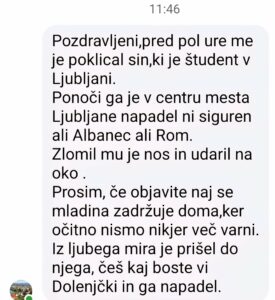 V Ljubljani študenta napadel Albanec ali Rom in mu zlomil nos