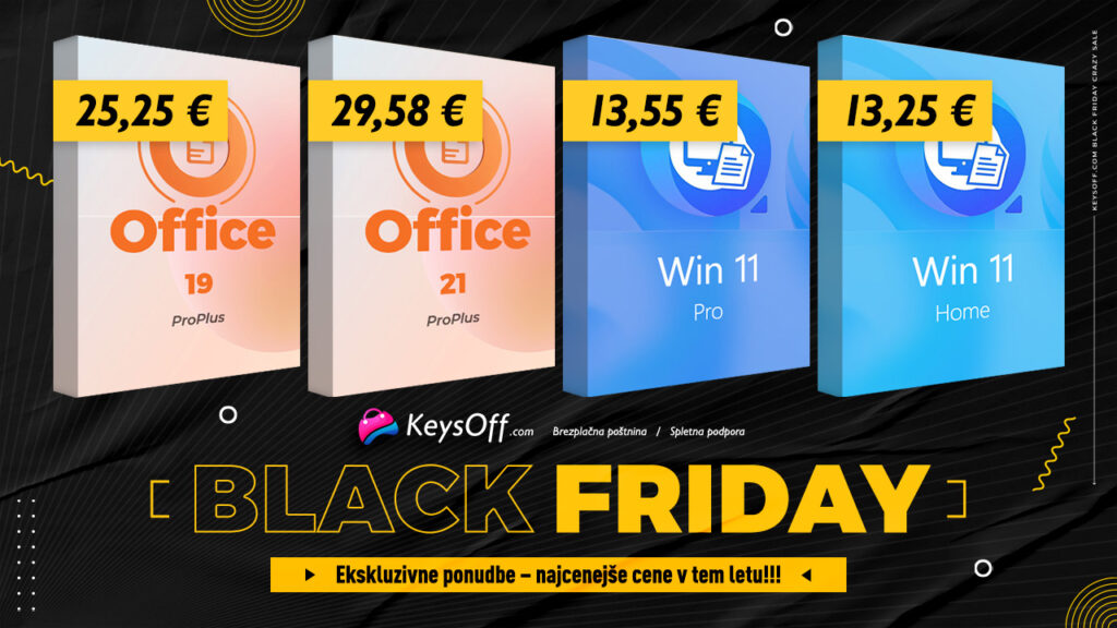 Črni petek na Keysoff: Windows 11 že od 13 evorv, MS Office 2021 pa za samo 29.58 evrov