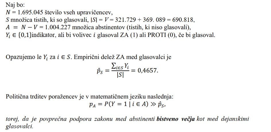 Matematični vidik poreferendumskih komentarjev: Zakaj trditev zagovornikov “ZA” statistično ni utemeljena