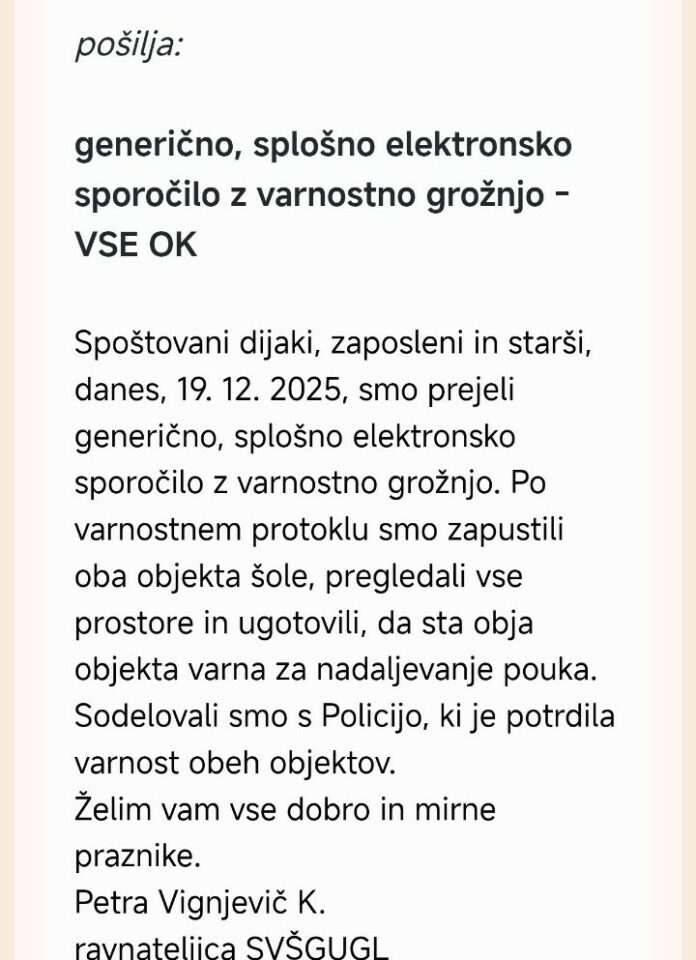 Šole po Sloveniji prejele grožnje z islamistično in teroristično vsebino