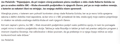 Pečečnik po uporu članstva napisal še eno pismo