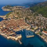 Croatia dalmatia dalmatian coast dubrovnik historic center unesco ramparts port aerial view