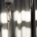 Closeup of IV drip chamber