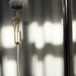 Closeup of IV drip chamber